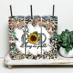 With God All Things Are Possible 20oz Tumbler With Metal Straw